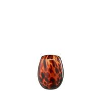 J-Line Bougie Mia - Verre - Orange/Noir - Small - 90H