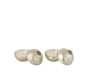 J-Line Bougie parfumée Boule De Noël - Verre - Argent - Small - 2 pcs