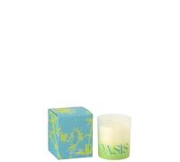 J-Line Bougie Parfumée Oasis - Spring Ivy & Neroli - Verre - Bleu/Vert - Large
