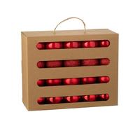 J-Line - Boules de Noël - plastique - rouge Noël - boîte de 40