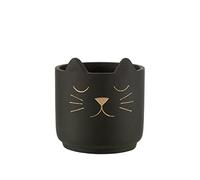 J-line Cache-Pot Chat - céramique - Noir/Or - Large - Ø 19 cm