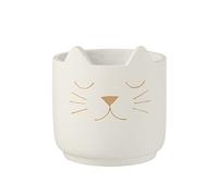 J-line Cache-Pot Chat - Ciment - Blanc/Or - Large - Ø 19 cm