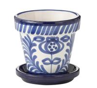 J-Line cache-pot Granada Stripes Handmade + Painted - céramique - bleu - small - Ø 21 cm