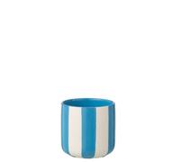 J-Line Cache-pot Ligné - céramique - bleu/blanc - small