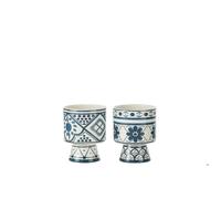 J-Line cache-pot Mykonos - céramique - bleu - small - 2 pièces - Ø 10.7 cm