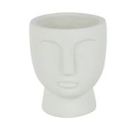 J-line Cache-Pot Visage - Ciment - Blanc - Small - Ø 14.5 cm