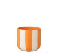 J-Line Cachepot Ligné - céramique - orange/blanc - large