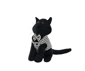 J-Line cale-Porte Chat Pied-De-Poule - Polyester - Noir/Blanc