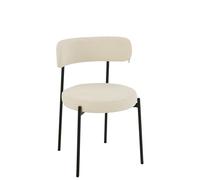 J-Line Chaise Boucle CONTREPLAQUE/Polyester Blanc/Noir