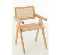 J-Line Chaise Grid Bois DE FRENE/ROTIN Naturel