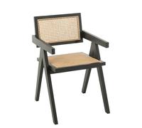 J-Line Chaise Grid Bois DE FRENE/ROTIN Noir