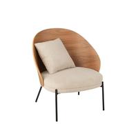Fauteuil Lounge Design Lone 81cm Naturel & Beige