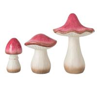 J-line Champignon décoratif - magnésium - Rouge foncé - Set de 3
