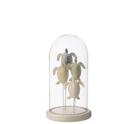 J-Line Cloche décorative Turtle - Verre - Blanc/Bleu Clair - Large