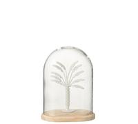 J-Line Cloche palmier en verre et métal Blanc/naturel Small