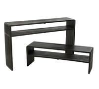 J-Line Console avec Etagere - hout - Noir - 2 pièces