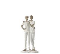 J-line Couple Garcons Resine Blanc/Taupe