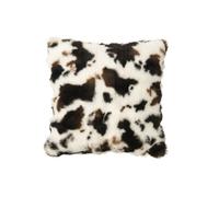 J-Line coussin motif vache - polyester - blanc/marron foncé