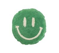 J-Line Coussin Smiley en Coton touffeté Vert/Blanc