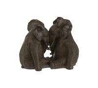 J-line décoration Couple Elephant - polyrésine - Marron - H 19.5 cm