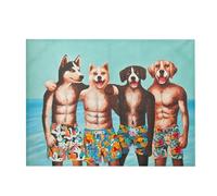 J-Line Décoration murale Chien Short de bain Toile/Mélange de peinture