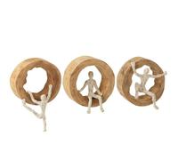 J-Line décoration Murale Personnage Escalade - bois/aluminium - naturel/blanc - 3 pièces