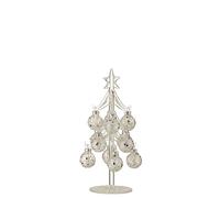 J-Line décoration Sapin + Boules de Noël Etoiles - Verre - Argent - Small