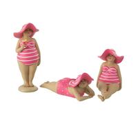 J-Line figurine Baigneuse Chapeau - polyrésine - rose - 3 pièces