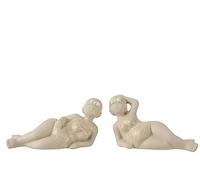 J-Line Figurine Baigneuse Maillot De Bain Couchée - céramique - Beige - 2 pcs