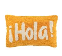 J-Line Hola Coussin en Coton touffeté Orange/Blanc