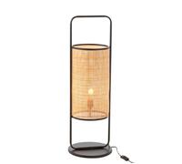 J-Line lampe sur pied Elton - métal/rotin - noir/naturel - large