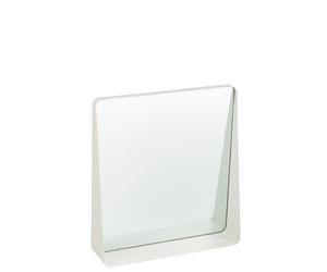 J-Line Miroir Carré - métal/Verre - Blanc - 38 x 41 cm