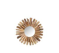 J-Line Miroir Rond Bois Flotte Naturel Medium