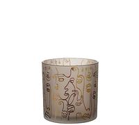J-Line Photophore Happy Faces Verre Beige Large