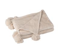 J-Line Plaid Pompom - polyester - beige clair - 170 x 130 cm