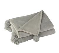J-line Plaid Pompom Polyester GRIJS