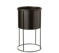 J-Line Pot de fleurs avec pieds, noir, support en métal pour plantes d'intérieur et fleurs, pot de fleurs, décoration de table, décoration de plantes et décoration de salon, 18 x 18 x 32 cm