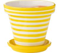 J-Line Pot de fleurs+plaque Granada Stripes Fait à la main+peint en céramique Jaune Large
