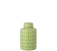 J-Line Pot décoratif Carreaux - Porcelaine - Vert/Blanc - Large