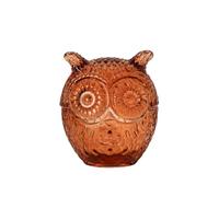 J-line Pot décoratif Hibou - Verre - Marron