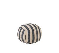 J-Line Pouf Ligné - Textile - Bleu/Blanc cassé