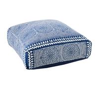 J-Line Pouf Mosaïque - Coton - Bleu/Blanc