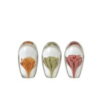 J-Line Presse-Papier Fleurs - Verre Multicolore - Assortiment de 3