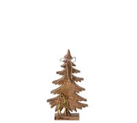 J-Line Sapin avec Renne - Bois de manguier - Naturel/dorÃƒ© - Small