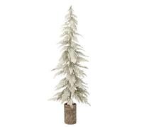 J-Line Sapin de NoÃƒ«l enneigÃƒ© avec Socle en Bois - polyÃƒ©thylÃƒ¨ne - Blanc/Naturel - Large