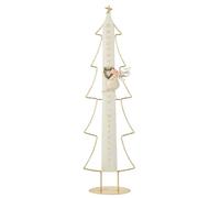 J-Line Sapin de NoÃƒ«l LED Calendrier de lââ‚¬â„¢Avent - mÃƒ©tal - Blanc/dorÃƒ©