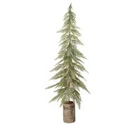 J-Line Sapin de NoÃƒ«l Socle en Bois - polyÃƒ©thylÃƒ¨ne - Vert Foncãƒ©/Naturel - Large