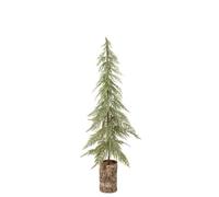 J-Line Sapin de NoÃƒ«l Socle en Bois - polyÃƒ©thylÃƒ¨ne - Vert Foncãƒ©/Naturel - Medium