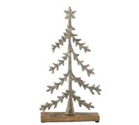 J-Line Sapin de NoÃƒ«l sur Base Ãƒ©Toile - Aluminium - Blanc cassÃƒ©/Naturel - Large