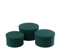 J-Line Set 3 Boite Rond Plat Velours Papier Vert